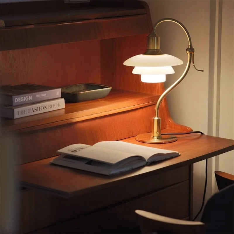 Denmark  Designer Table Lamp Vintage Glass Desk Light for Bedroom Bedside