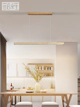 Japanese Wabi Sabi Stone Long Strip Chandelier One Line Down light Restaurant Living Room Office Study Table Light Fixture Wood