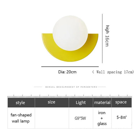 Modern G9 Fan-shaped Wall Lamp Macaron Colored Night Light Minimalism Indoor Home Decoration Fixture Bedroom Bedside Lights