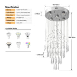 Crystal Droplight Led Pendant Light Modern Loft Stairs Chandelier Hanging Lustre Ceiling Lamp Home Appliance Decor Fixture