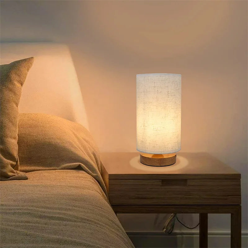USB Powered Modern Nordic Wood Table Lamp Night Light for Bedroom Illumination Warm White Gift Wooden Bedside Kids Room Decors