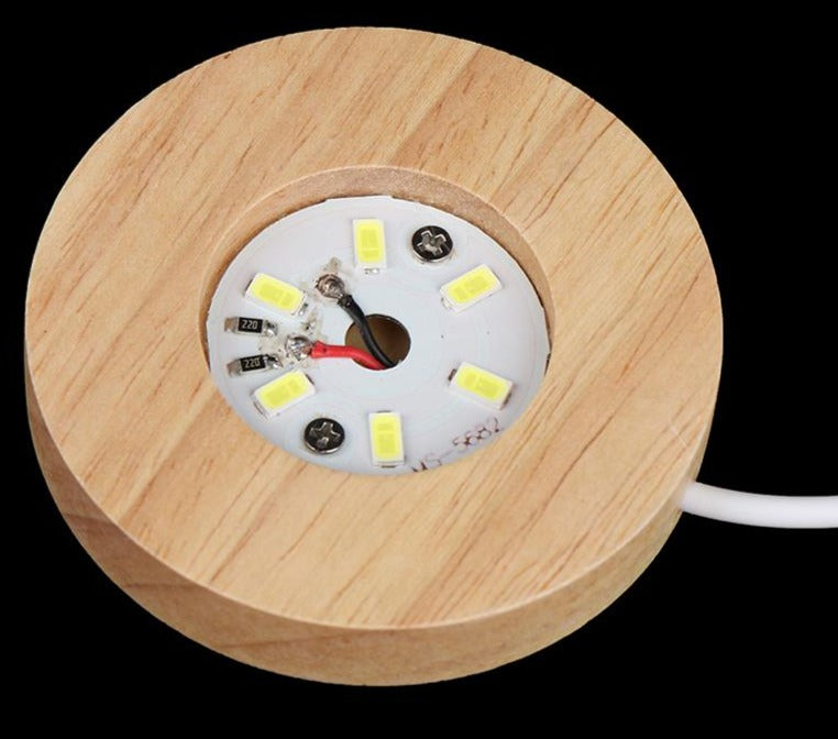 Rechargeable Remote Control Wooden LED Light Rotating Display Stand Lamp Holder Lamp Base Art Ornament New