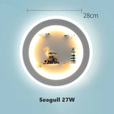 Mediterranean Style Wall Lamp Rudder Boy Children Room Anchor Decoration Bedside Light 27W LED Acrylic Wood Cartoon Sconce Light
