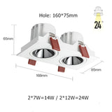 Led Downlight Recessed Deep Anti-glare Led Ceiling Downlights Single/ Double Dimmable 12W 24W For Home Bedroom Spot Office Lamp