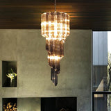 Modern Luxury Pink Crystal Glass LED Pendant Light Nordic Ceiling Home Decoration Lobby Living Room Staircase Ceiling Lamp