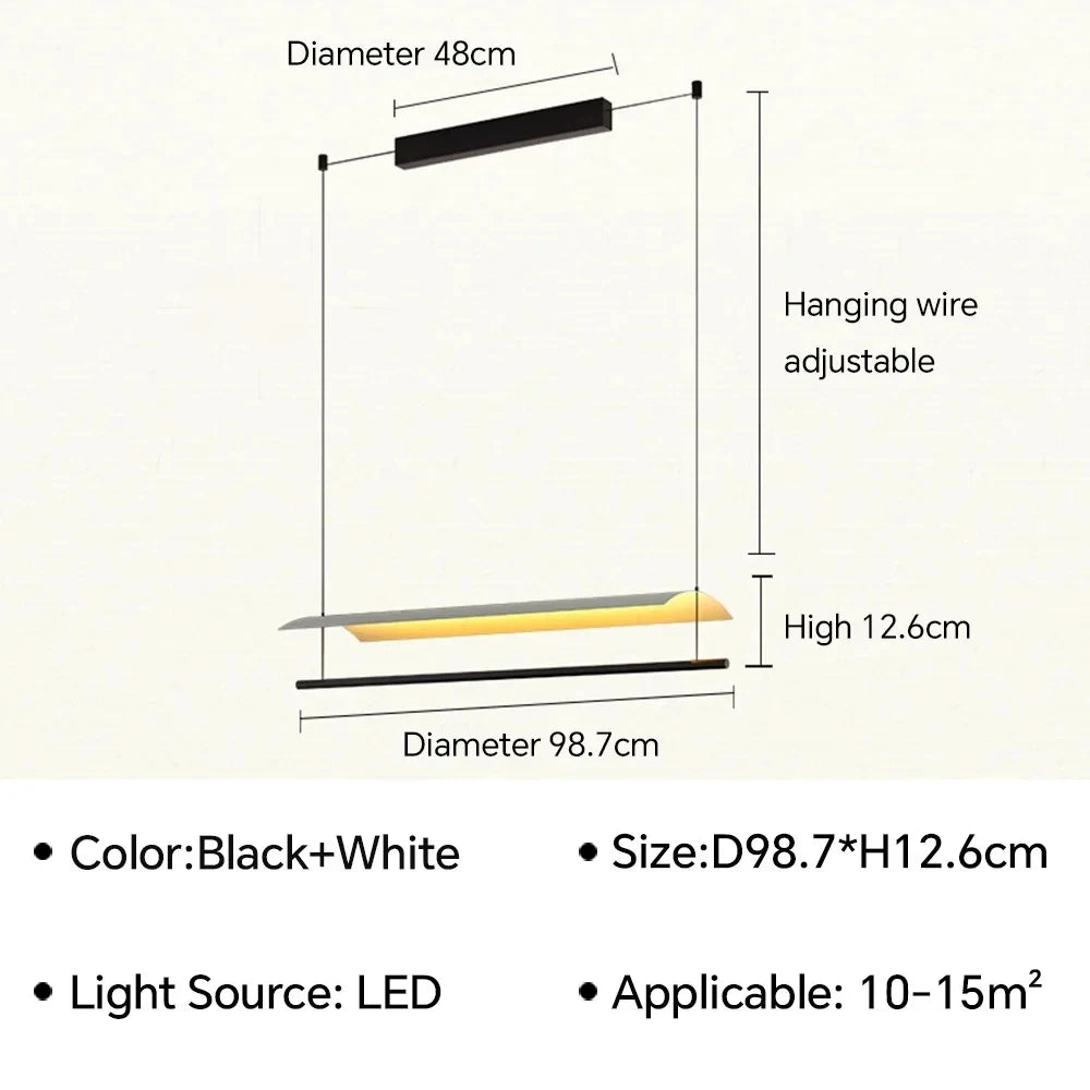 Nordic Minimalist LED Linear Pendant Light - Modern Industrial Hanging Chandelier for Dining Room, Kitchen Island, Bar & Office