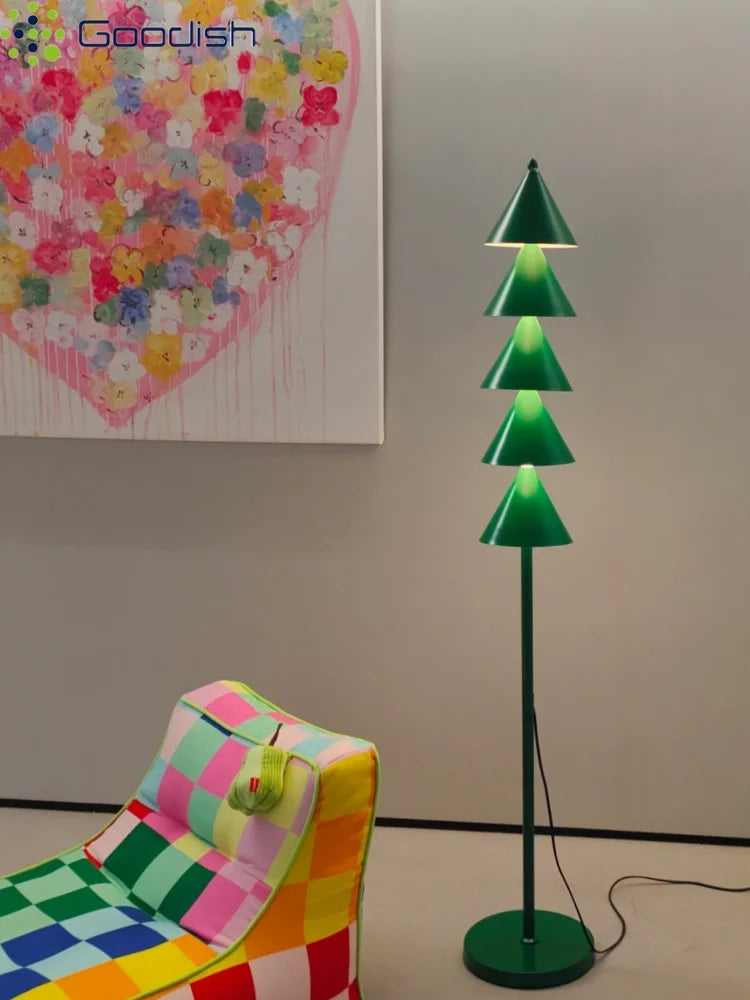Janpanese Wabi-sabi Retro Art Creative Plated Atmosphere Green Tree Light LED Floor Lamp for Bedroom Home Decoration Chandelier