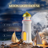 Lighthouse Lamp, Projection Lighthouse Lamp, Rechargeable LED Lighthouse, Moon Projection Lighthouse Lamp with Wireless Portable