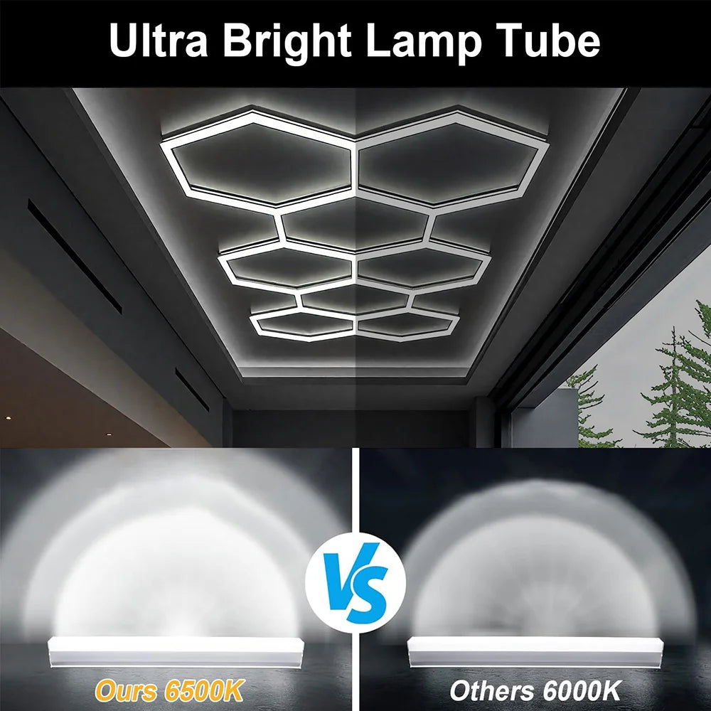 1/3/5/8/14 Hole Hexagonal LED Ceiling Garage Light 6500K Cold Light for Garages and 4S Workshops