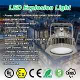 BBIER 200W Explosion-Proof LED High Bay Flood Light (IP65) - Flame-Resistant Hazardous Location Overhead Lighting Fixture