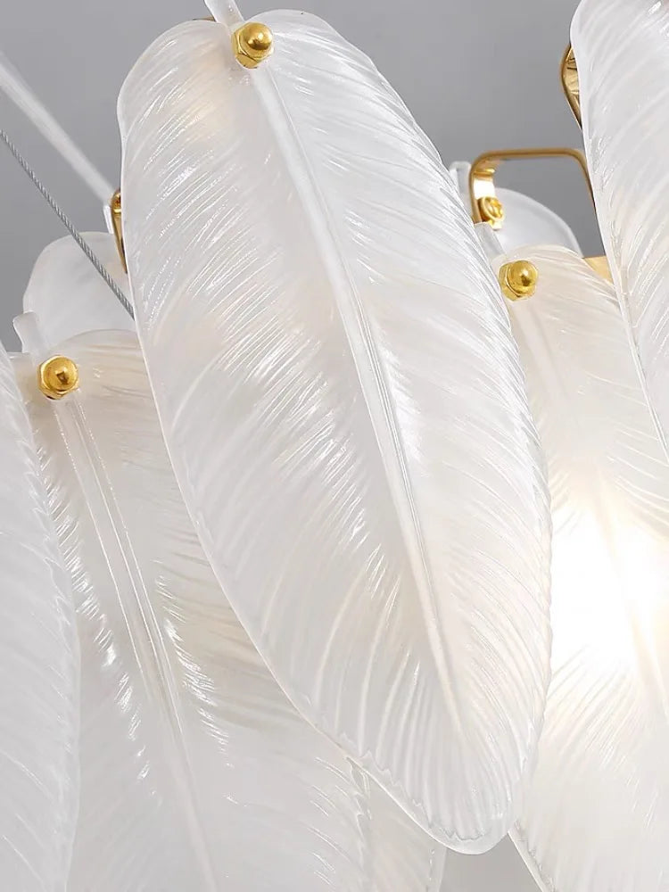 Modern Luxury Glass Feather Chandelier Lighting Lustre Suspension Luminaire Lamp for Living Dining Bedroom Kitchen Home Decor