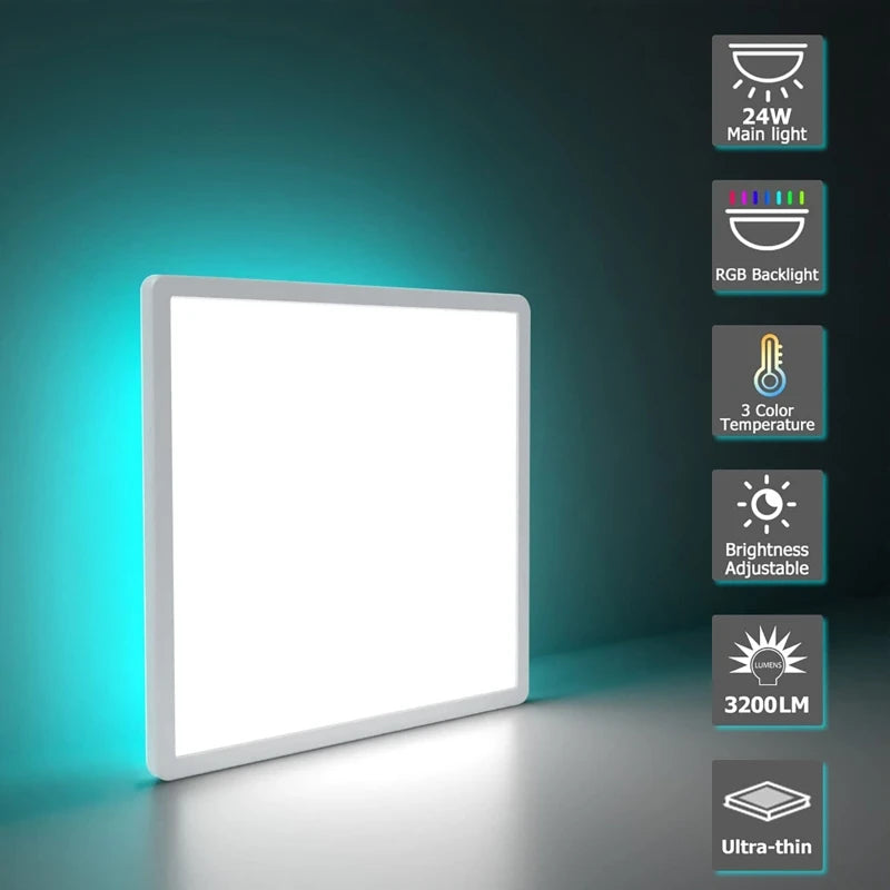 4W Square Tuya WiFi LED Ceiling Light Dimmable RGBCW Lamp with Remote Control for Living Room Bedroom Decor and Ambient Light