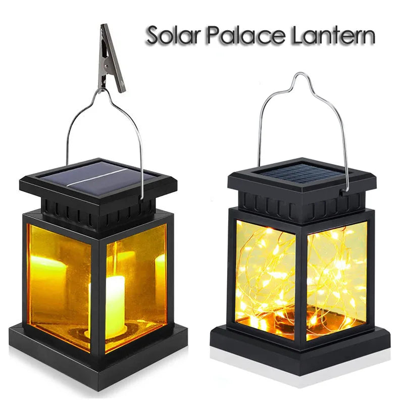 Outdoor Solar Garden Hanging Candle Lights Retro Palace Lantern Lamps Landscape Decor Lighting Floor Balcony Yard Soar Lights