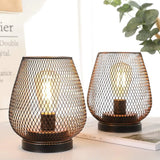 Set of 2 Bedside Lamps Battery Powered, Table Lamp 17cm High Vintage Cage Battery lamp for Living Room Bedroom Home