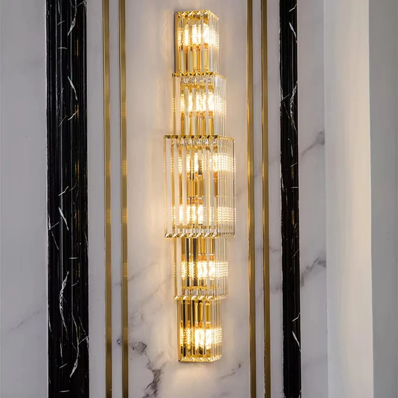 Luxury Crystal LED Wall Lamp - Sconce Light Fixture for Villa, Club, Banquet Hall, Living Room Background & Corridor