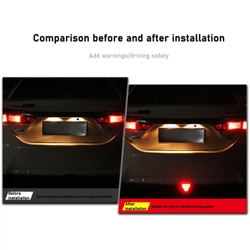 1PCS F1 Style Universal Led Brake Stop Light Triangle LED Rear Tail Light Reverse Safety Strobe Lamp for Car Auto Motorcycle 12V