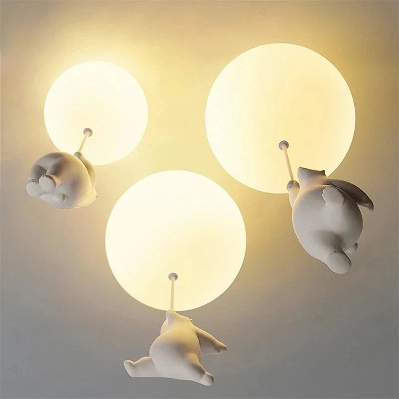 Indoor Lighting Children Cartoon LED Ceiling Lights Lovely Bear Pendant Light Designer Ceiling Lamps Bedroom Decor Hanging Lamp