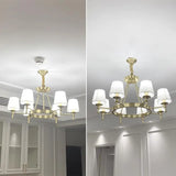 Rural LED ring Copper Ceiling Chandelier retro Fabric lamp Living Room Bedroom Home Decor Hanging Lamp American dining light
