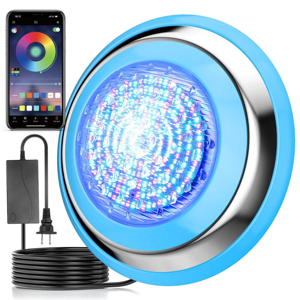 LED Pool Light Bluetooth Control Waterproof IP68 47W RGB Swimming Pool ...