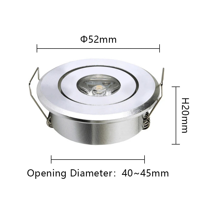 6pc 3W 1W Mini led Downlight Cabinet Recessed Spot light led Driver Pure Nature Warm white and White Silver Black body AC85-265V