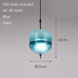 2026 Modern Simple Lake Blue Gradient Glass Pendant Lamp Designer Model Room Bedroom Restaurant Bar LED Chandelier Home Decor Li