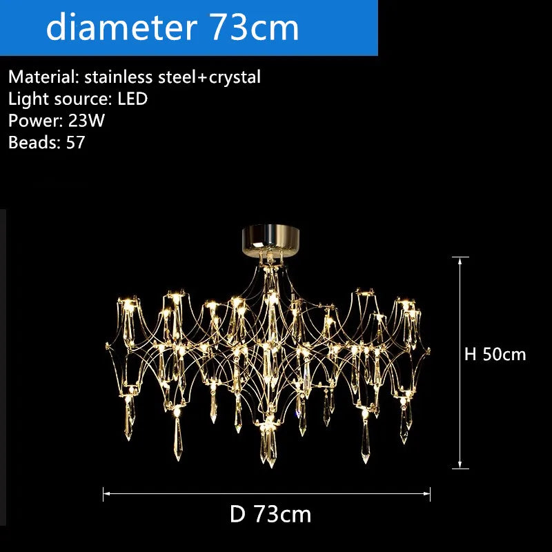 Starry Crystal Chandelier Living Room Light Luxury Modern Hotel Villa Duplex Bedroom Restaurant Fireflies Ceiling Ceiling Light