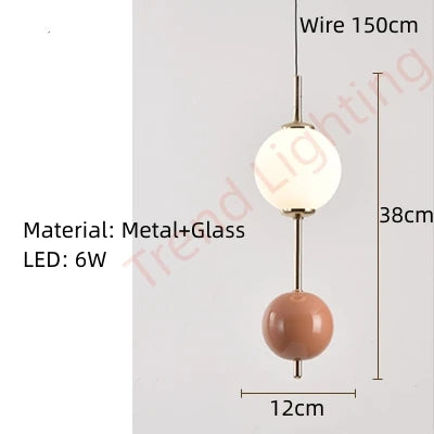 Colorful Ball LED Pendant Light White Glass Ball For Bedroom Dining Room Kitchen Hanging Lamp 4000K Wire Adjustable