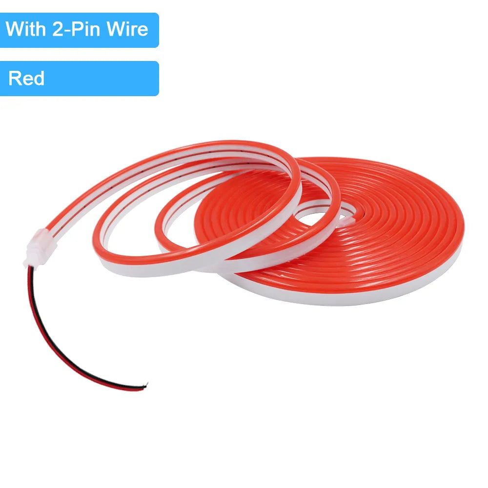 12V/24V Waterproof Flexible LED Neon Strip Light (6x12mm Silicone Rope) - DIY Neon Sign Light with DC Plug / 2-Pin Wire Option