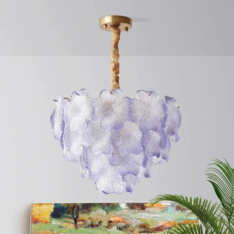 French Luxury Crystal Living Room Pendant Light Internet Famous Creative Shell Light Romantic Clover Pendant Light
