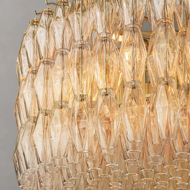 2025 Contemporary Glass Pendant Lamp Round Rectangle Chandelier Silver Black Finish Adjustable Ceiling Light Villa