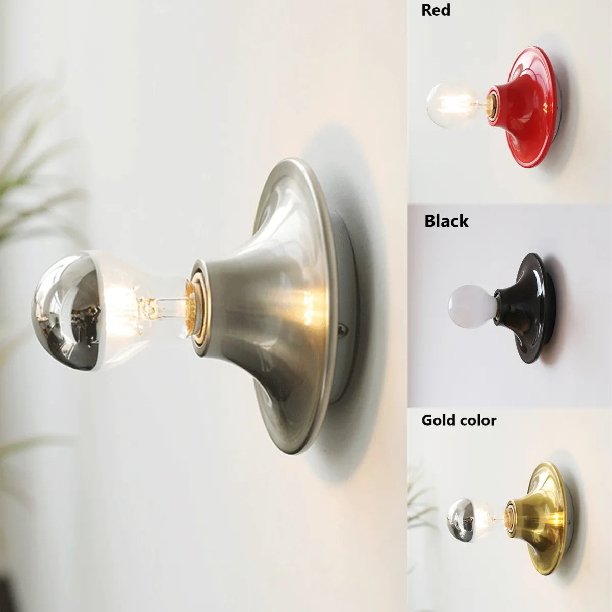 1970s UFO Wall Lamp Vintage Nostalgic Corridor Balcony Light Bedside Yellow Chrome Gold Red White Wall Lamp Decorative Sconces