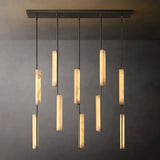 Luxury Spanish Marble Chandelier Brass Hanging Light 3 Color Dimmable Pendant Lamp for Villa Living Room Dining Area Hotel Lobby