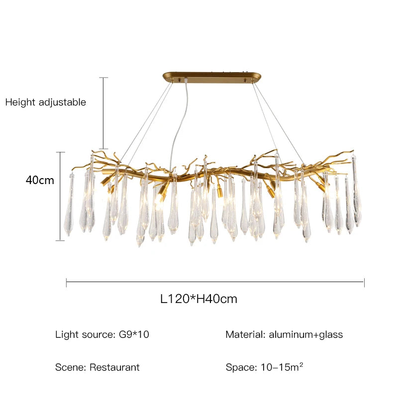 Light Luxury Crystal Chandelier Postmodern Minimalist Living Room Tree Branch Lamp Artistic Dining Room Pendant Lamp
