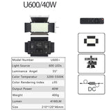 U800 LED Photo Studio Light For Tiktok Youbute Game Live Video Lighting 40W/50W Portable Video Recording Photography Panel Lamp