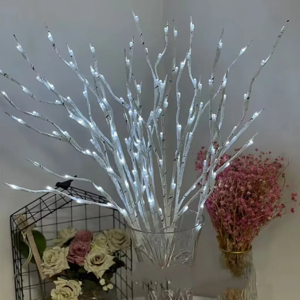LED White Birch Branch Lights - Battery Operated Christmas & Party Twig Lights