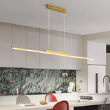 Modern Minimalist LED Pendant Light for Dining Room Adjustable Linear Chandelier in Gold Dimmable Hanging Lamp Fixture for Home