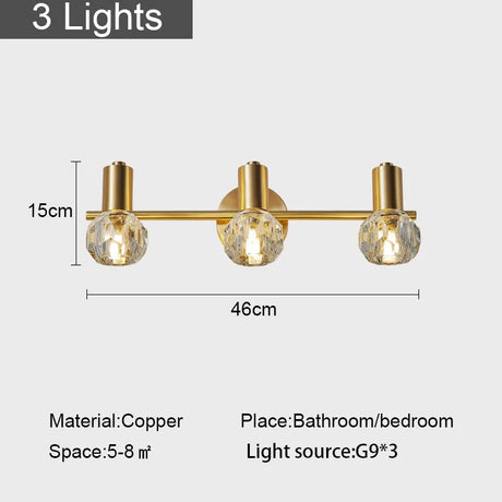 Modern Gold Luxury Crystal Wall Lamp Living Room Decoration Study Bedroom Bathroom Mirror Front Home Led Indoor Light Fixture