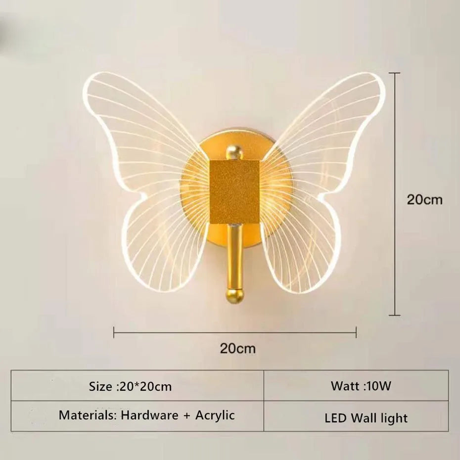 Butterfly Acrylic LED Pendant Chandelier Bedroom Bedside Background Hanging Ceiling Light Fixture