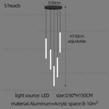Minimalist Chandelier LED Stair Strip Lamp Duplex Building Interior Lighting Lamps Modern Dining Table Living Room Pendant Light