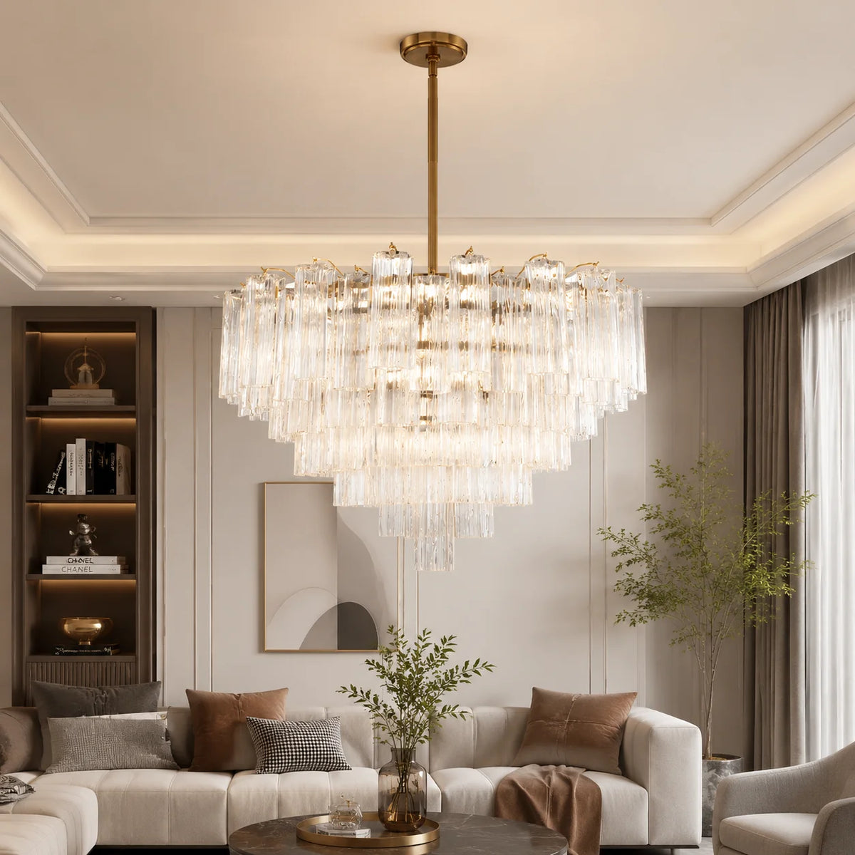 Italian Murano Glass Chandelier Pendant Light - Luxury Handblown Ceiling Hanging Lamp Fixture for Living Room, Hotel, Restaurant & Dining Room Decor
