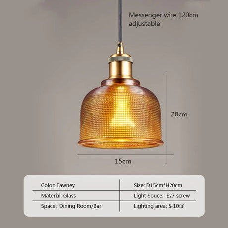 Nordic Glass Pendant Light Creative Minimalist Modern Lamp for Restaurant With Transparent Lampshade Brass Color and E27 Socket