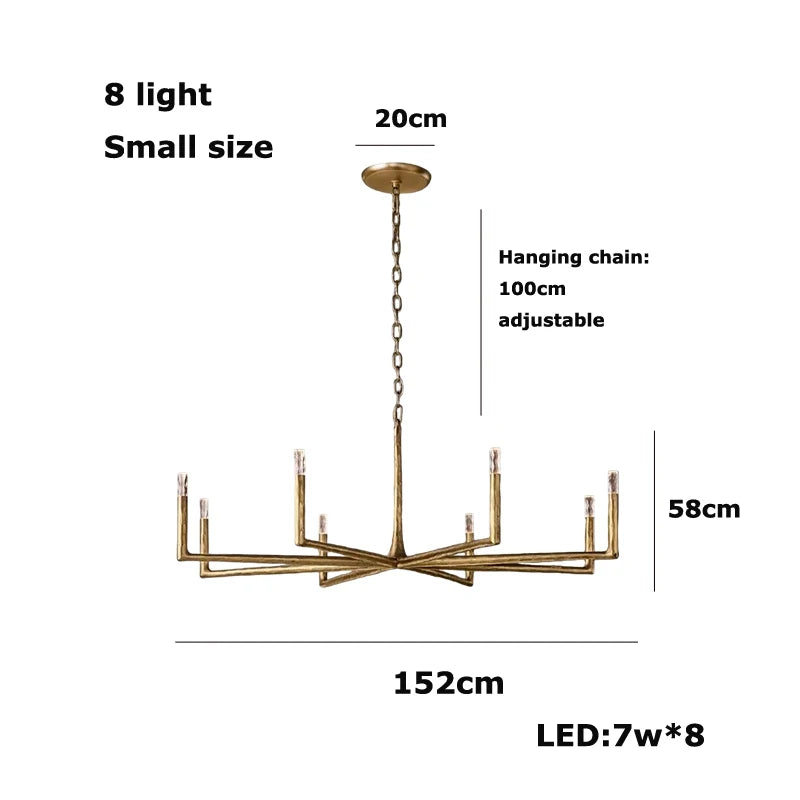 Retro American Old Tree Of 18th Century Copper Crystal LED Chandelier Lustre Suspension Luminaire Lampen For Living Room