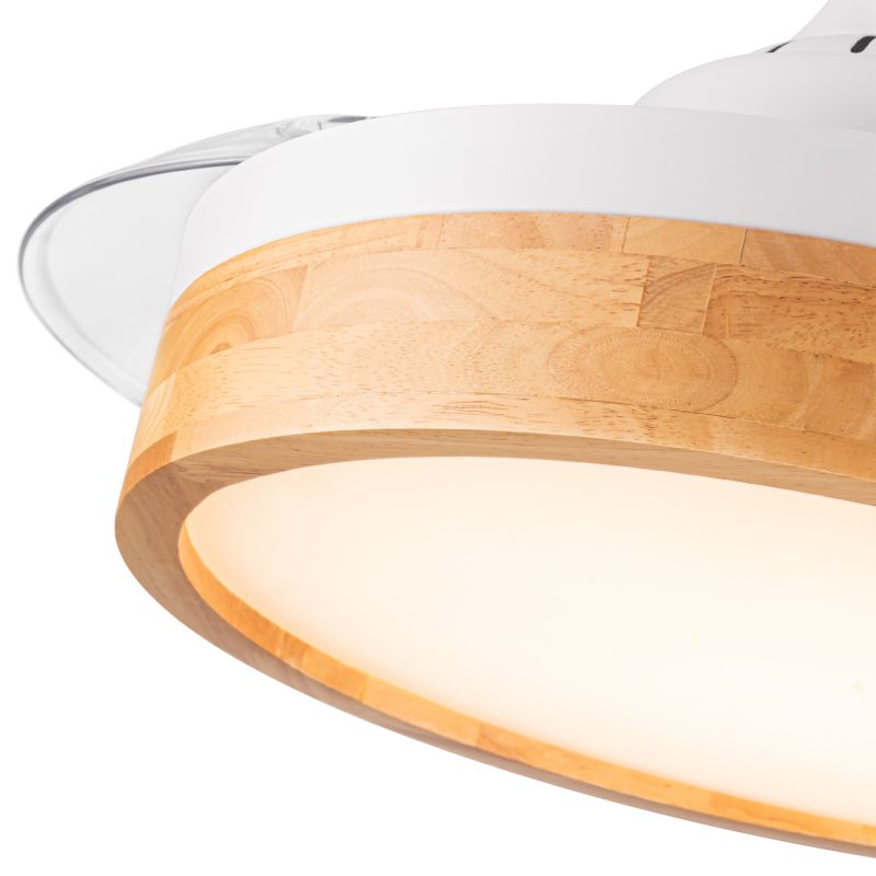 36 Inch Intergrate LED Ceiling Fan remote with Lighting with Round Solid Wood Shade Frame fan