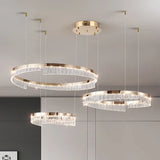 Modern Luxury Style Led Chandelier For Living Room Bedroom Dining Room Pale Gold Luster Lamp Round Ring Design Pendant