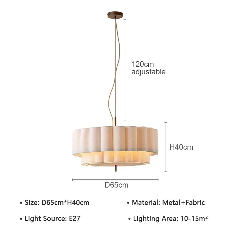 Japanese Wabi-Sabi Silk Fabric Pendant Light - Cloth Hanging Ceiling Chandelier Lamp Fixture for Living Room, Dining Room & Bedroom Decor