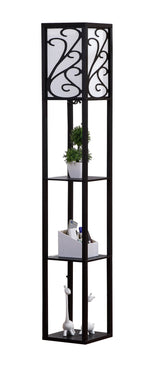 LED Shelf Floor Lamp Wooden Storage Standing Lighting Bedside Night Soft for Bedroom Living Reading Room Home-C