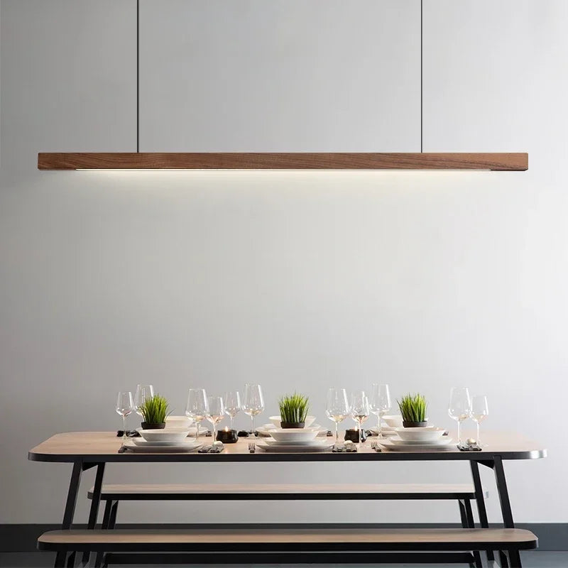 Nordic Luxury Pendant Lights Wooden Long Line Pendant Lights LED Light Kitchen Island Dining Room Office Desk Lamp Lighting