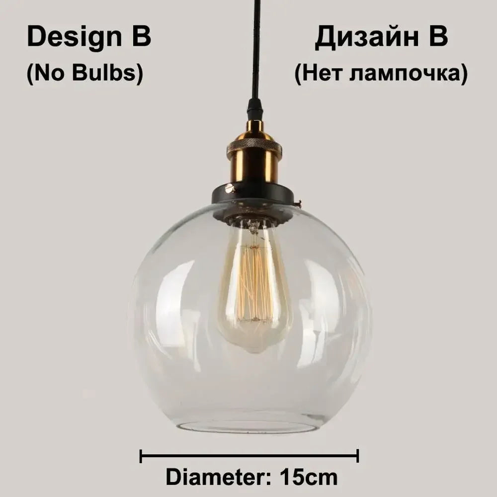Clear Gray Amber Colour Vintage Pendant Lights Dining Glass Hanging Lamp Russia Loft Luminaire Modern Bedroom Light Fixture