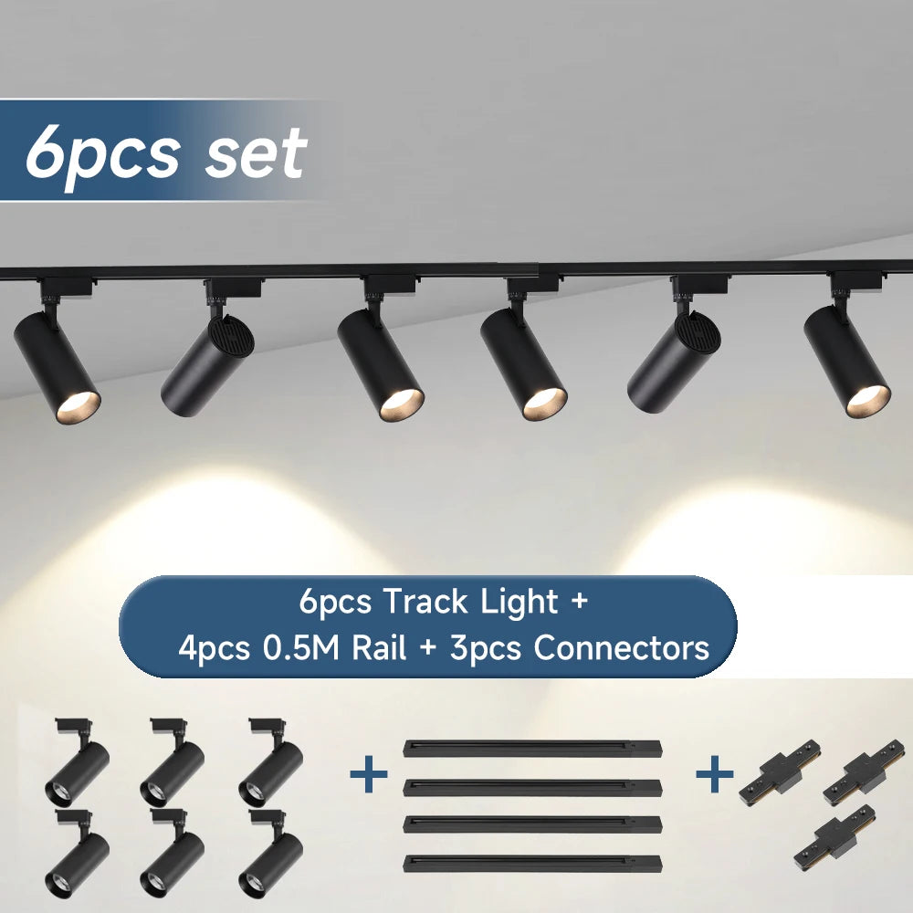Full Set LED Track Lighting System - COB Ceiling Spotlights for Kitchen & Living Room