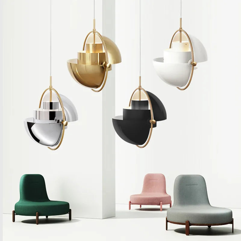 Modern Iron Pendant Lamp Danish Multi Lite Pendant Lamp Bedroom Parlor Dining Room Restaurant Decors LED Deformable Hanging Light